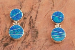 Calvin Begay Blue Opal Sterling Silver Post Earrings